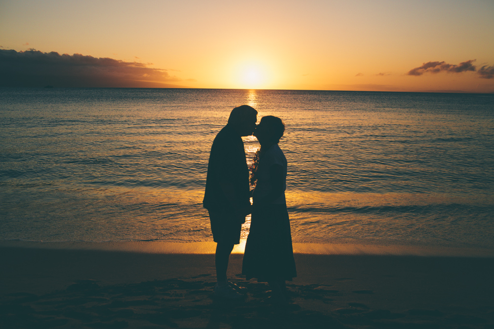  50 years together and still kissing romantically at sunsets. How beautiful is this? 
